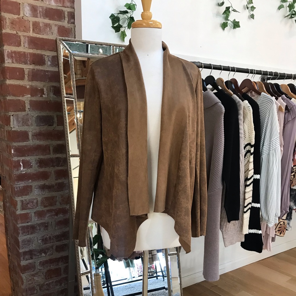 TCEC Faux Suede Jacket, Tan, Large, EUC